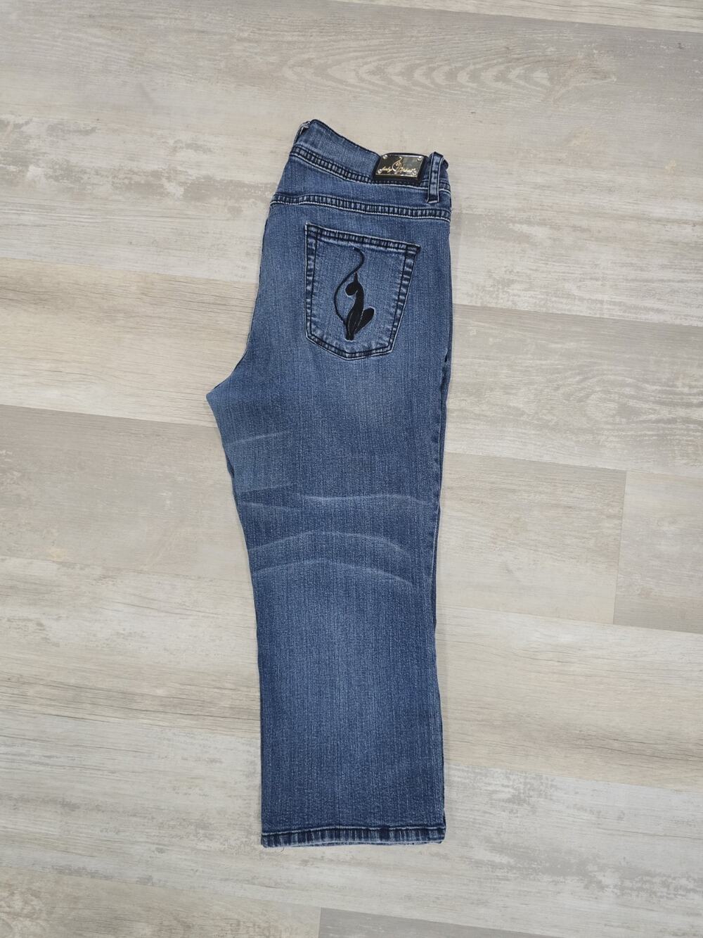 Vintage Y2K Baby Phat Denim Capri Jeans Women's 14 Blue Cropped Button Side READ